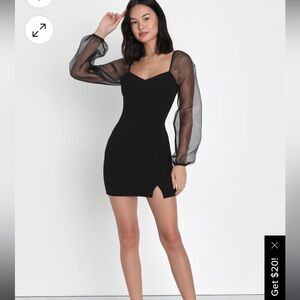 Sophisticated Aura Black Long Sleeve Bodycon Mini Dress